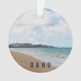 Oahu Hawaii Tropical Beach 2 Foto & Text Ornament