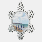 Oahu Hawaii Tropical Beach Schneeflocken Zinn-Ornament (Rechts)