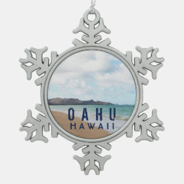 Oahu Hawaii Tropical Beach Schneeflocken Zinn-Ornament