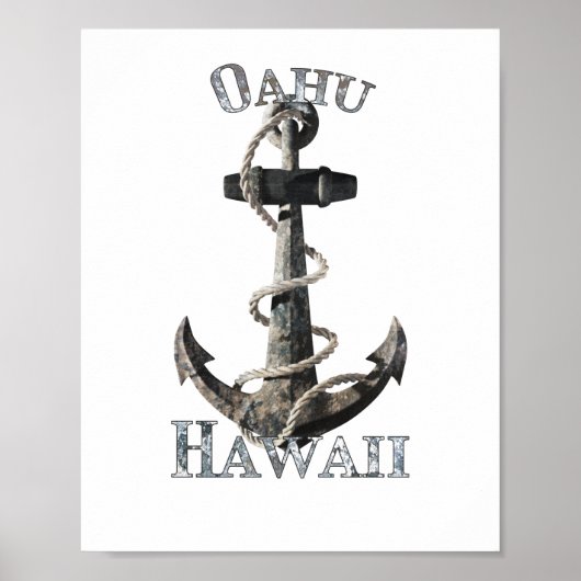 Oahu Hawaii Vacation Nautical Anchor Sailing Poster (Vorne)