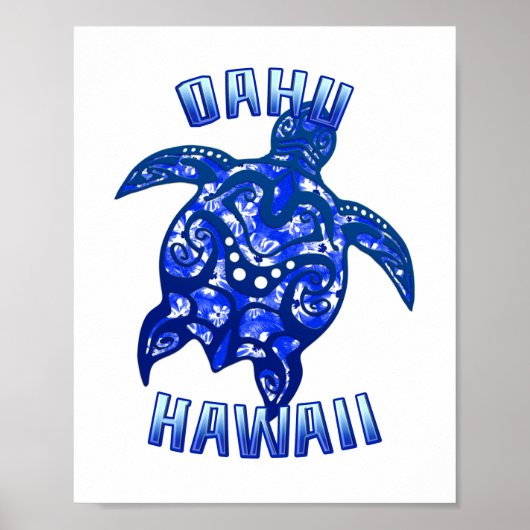 Oahu Hawaii Vacation Tribal Turtle Poster (Vorne)