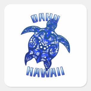 Oahu Hawaii Vacation Tribal Turtle Quadratischer Aufkleber