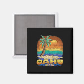 Oahu Hawaii Vintag Distressed Souvenir Magnet (Vorderseite/Rückseite)