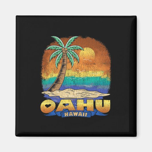 Oahu Hawaii Vintag Distressed Souvenir Magnet (Vorne)