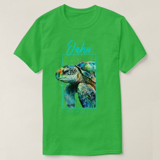 Oahu Hawaii Watercolor Sea Turtle Portrait T-Shirt (Design vorne)
