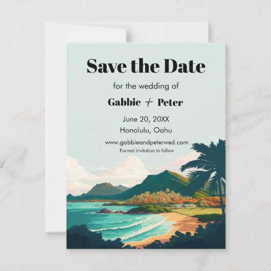 Oahu Hawaii Wedding Save the Date Einladung (Vorderseite)