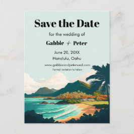 Oahu Hawaii Wedding Save the Date Postkarte