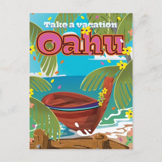 Oahu Holiday Reiseplakat Feiertagspostkarte (Vorderseite)