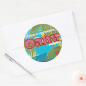 Oahu Holiday Reiseplakat Runder Aufkleber (Umschlag)