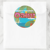 Oahu Holiday Reiseplakat Runder Aufkleber (Tasche)