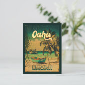 Oahu Island Hawaii Retro Palmen 60er Souvenirs Postkarte (Stehend Vorderseite)