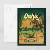 Oahu Island Hawaii Retro Palmen 60er Souvenirs Postkarte (Vorne/Hinten)