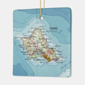 Oahu Island Vintage Karte Keramikornament (Links)