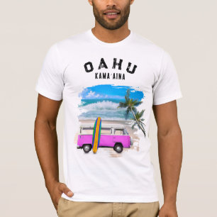 Oahu Kamaʻaina Rosa Vintage Van Surfbrett T-Shirt