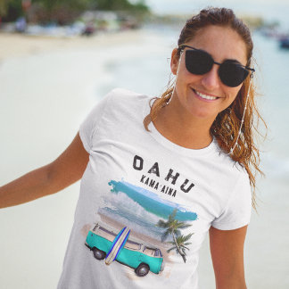 Oahu Kamaaina Türkis Vintage Van Surfbrett Cool T-Shirt