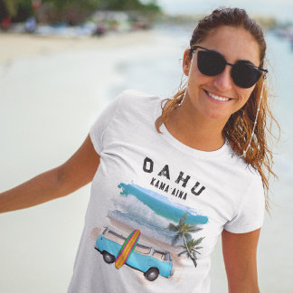 Oahu Kamaaina Türkis Vintage Van Surfbrett Cool T-Shirt
