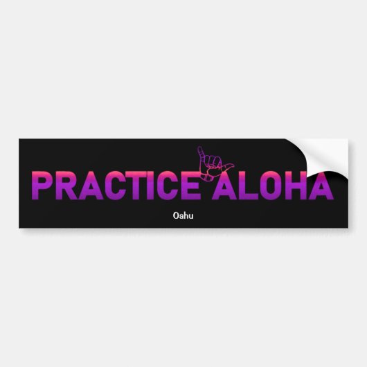 Oahu praktiziert Aloha PurpleRay Shaka (Hang lose) Autoaufkleber (Vorne)