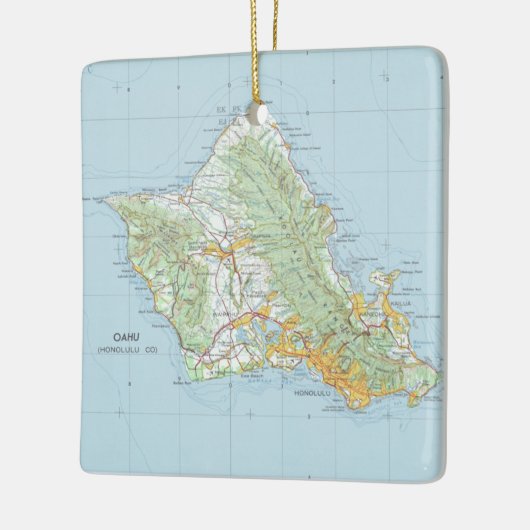 Oahu Vintag Map Keramikornament (Links)