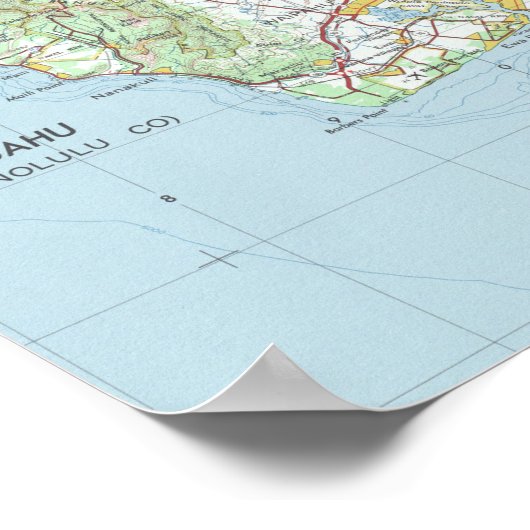 Oahu Vintag Map Poster (Ecke)