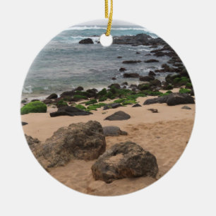 Oahus Nordküste und Meeresschildkröte Keramik Ornament