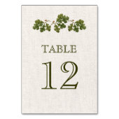 Oak Blätter Burlap Texture Wedding Tischnummer (Vorderseite)