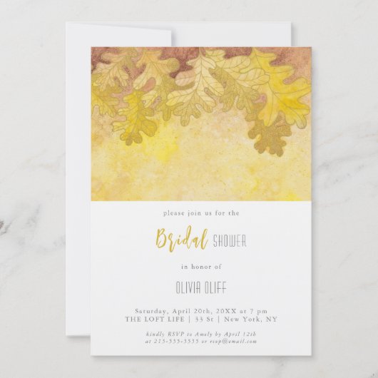 Oak-Blätter im Herbst Brautparty Einladung (Vorderseite)