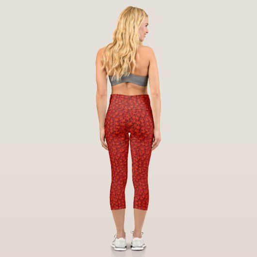 Oak Blätter Nature Art Pattern Capri Leggings (Rückseite)