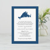 Oak Bluffs Marthas Vineyard Blue Map Wedding Invit Einladung (Stehend Vorderseite)
