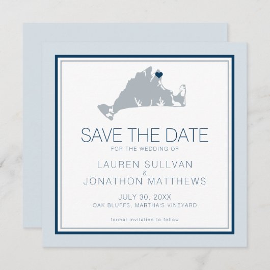 Oak Bluffs Martha's Weinkarte Save the Date (Vorne/Hinten)