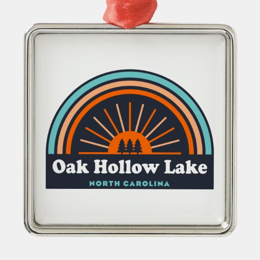 Oak Hollow Lake North Carolina Rainbow Ornament Aus Metall (Vorne)