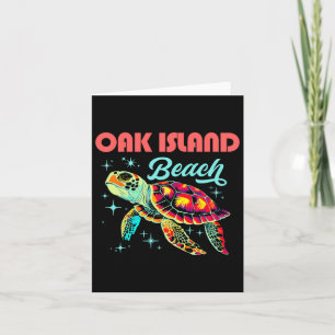 Oak Island Beach Nc Artistic Sea Turtle Retro Karte