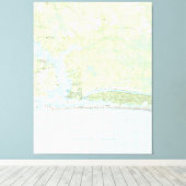 Oak Island North Carolina Karte (1990) Leinwanddruck (Insitu (Holzboden))