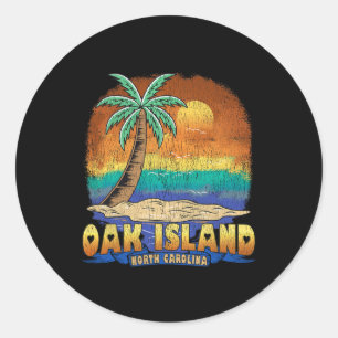 Oak Island North Carolina Vintage abgenutzt Souven Runder Aufkleber
