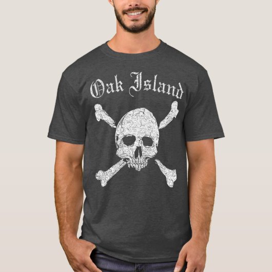 Oak Island Skull Crossbones Druckerschütterung T-Shirt (Vorderseite)