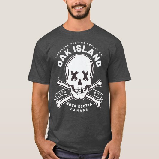 Oak Island Skull nie verlassen Templar Treasure T-Shirt (Vorderseite)