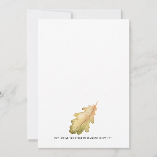 Oak Leaf & Acorns Erntedank Abendessen Einladung (Rückseite)