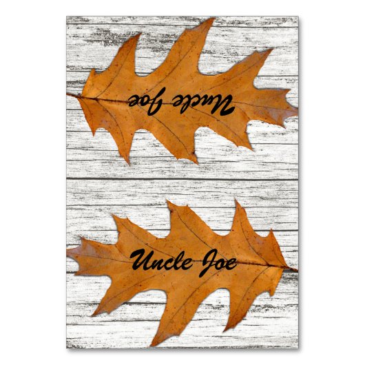 Oak Leaf Holzname Template-Platzkarten Tischnummer (Vorderseite)