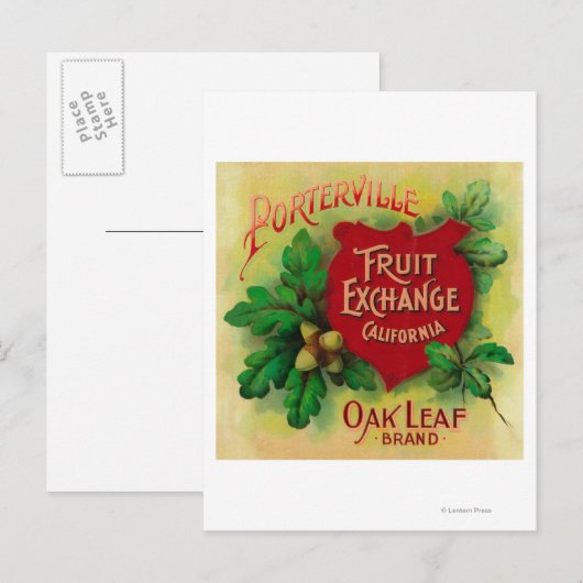 Oak Leaf Orange LabelPorterville, CA Postkarte (Vorne/Hinten)