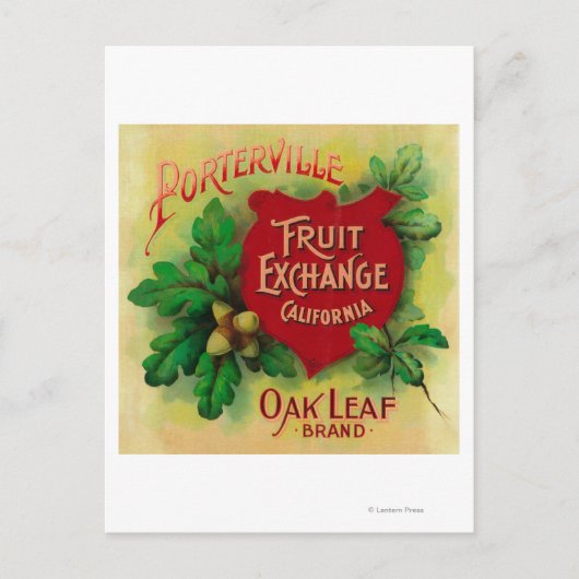Oak Leaf Orange LabelPorterville, CA Postkarte (Vorderseite)