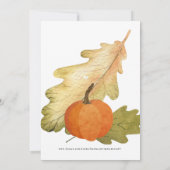 Oak Leaf & Pumpkin Erntedank Dinner Einladung (Rückseite)