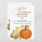 Oak Leaf & Pumpkin Erntedank Dinner Einladung (Vorne/Hinten)