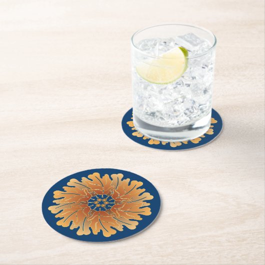 Oak Leaf und Acorn Rosette Runder Pappuntersetzer (Vor Ort)