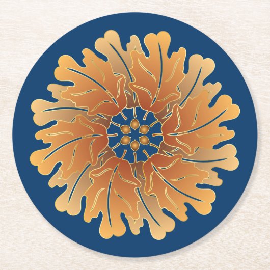 Oak Leaf und Acorn Rosette Runder Pappuntersetzer (Vorderseite)