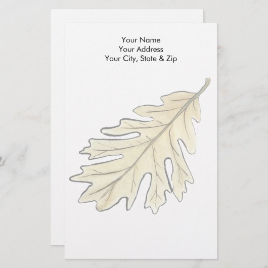 Oak Leaf Watercolor Briefpapier (Vorne/Hinten)
