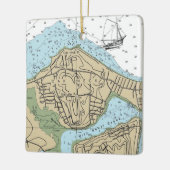 Oak Neck NY Nautic Chart Christmas Keramikornament (Links)