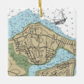 Oak Neck NY Nautic Chart Christmas Keramikornament (Vorderseite)