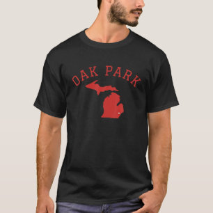 Oak Park Michigan Red Map T-Shirt