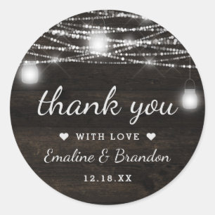 Oak Ridge Rustic Dark Brown Holzwedding Dankeschön Runder Aufkleber
