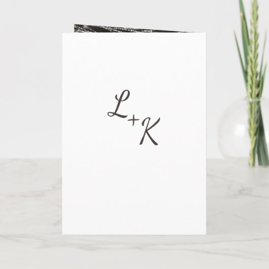 Oak Ridge Rustic Dark Wood & Lace Hochzeit Zeremon Programm (Rückseite)