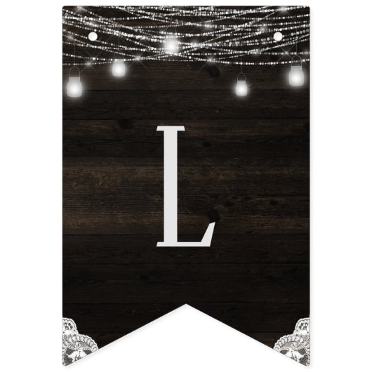 Oak Ridge Rustic Dark Wood Liebe ist süße Hochzeit Wimpelkette (Zweite Fahne)